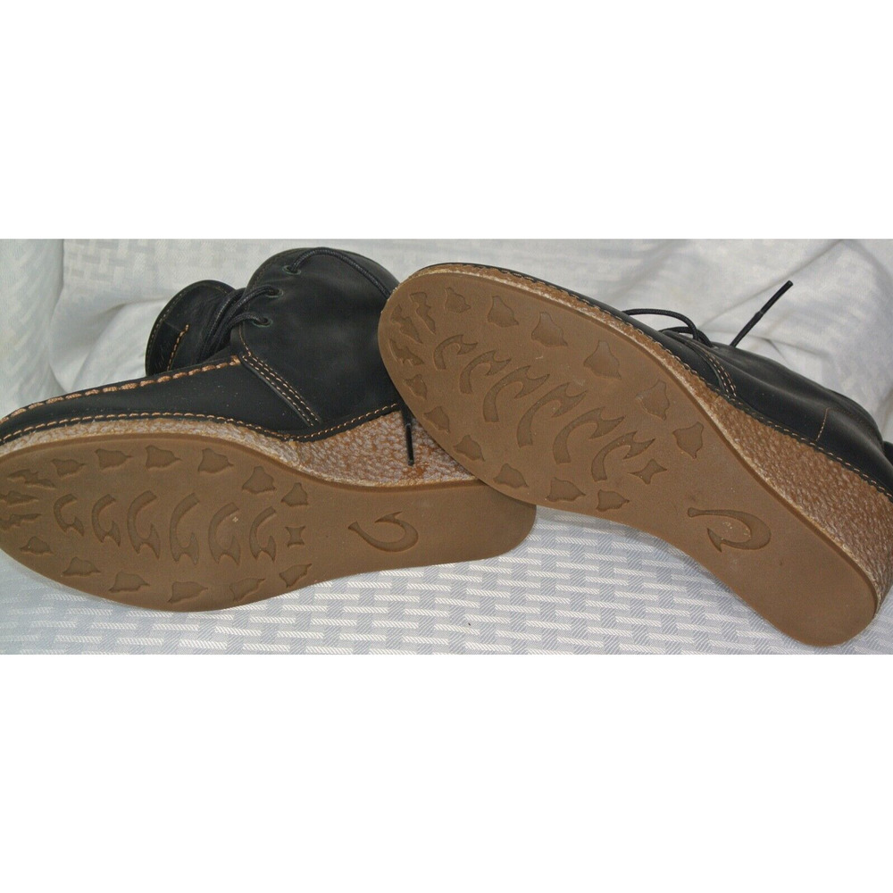 Olukai Women's Size 6 Black Leather Wedge Short Ankle Bootie Shoes - Picture 8 of 10